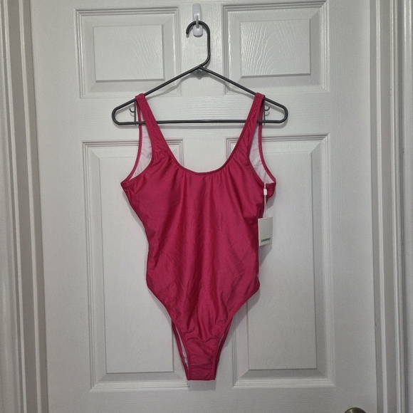 Dixperfect Retro 80s/90s Hot Pink One Piece Swimsuit Size M - Picture 4 of 10